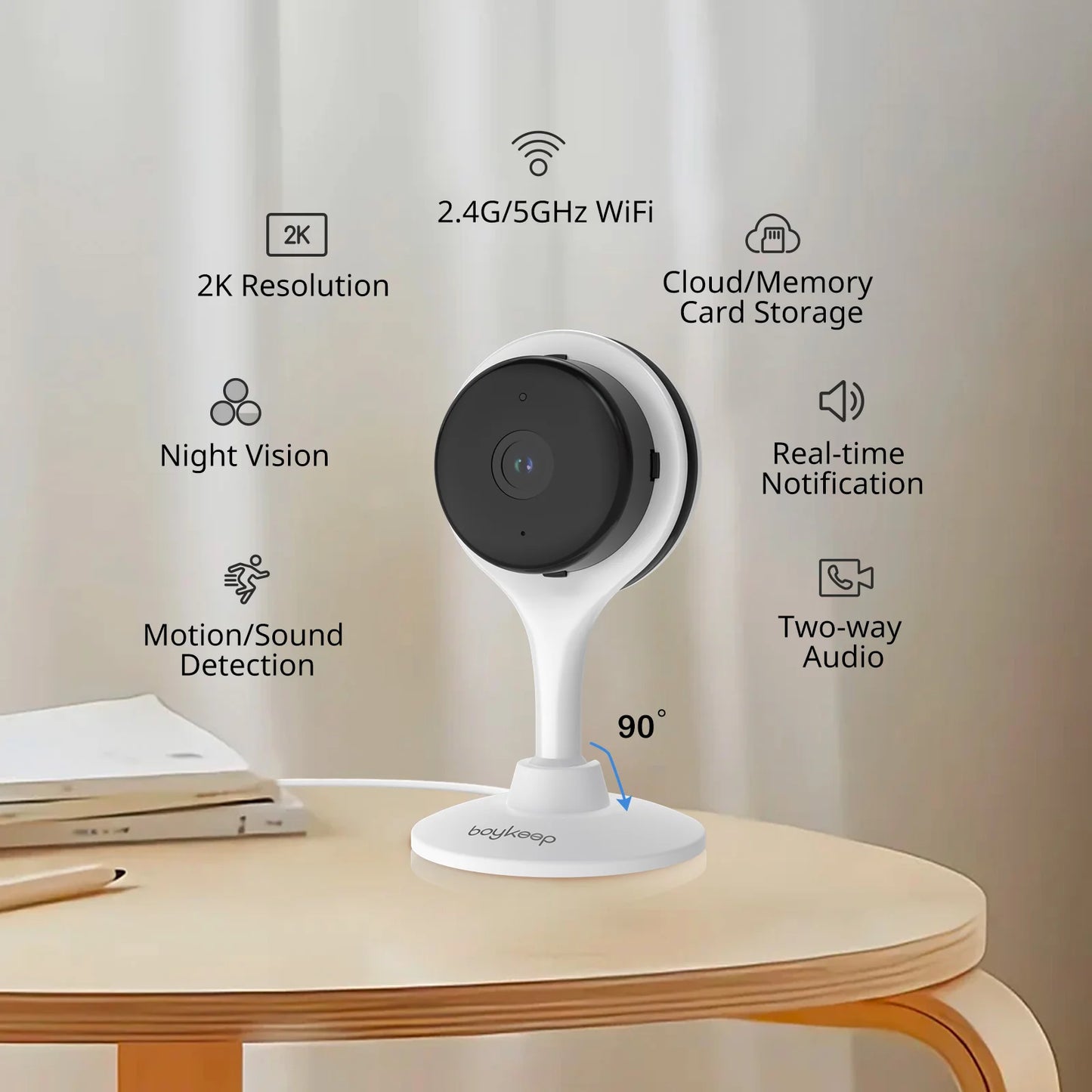 BoyKeep 3MP WiFi Indoor Security Camera