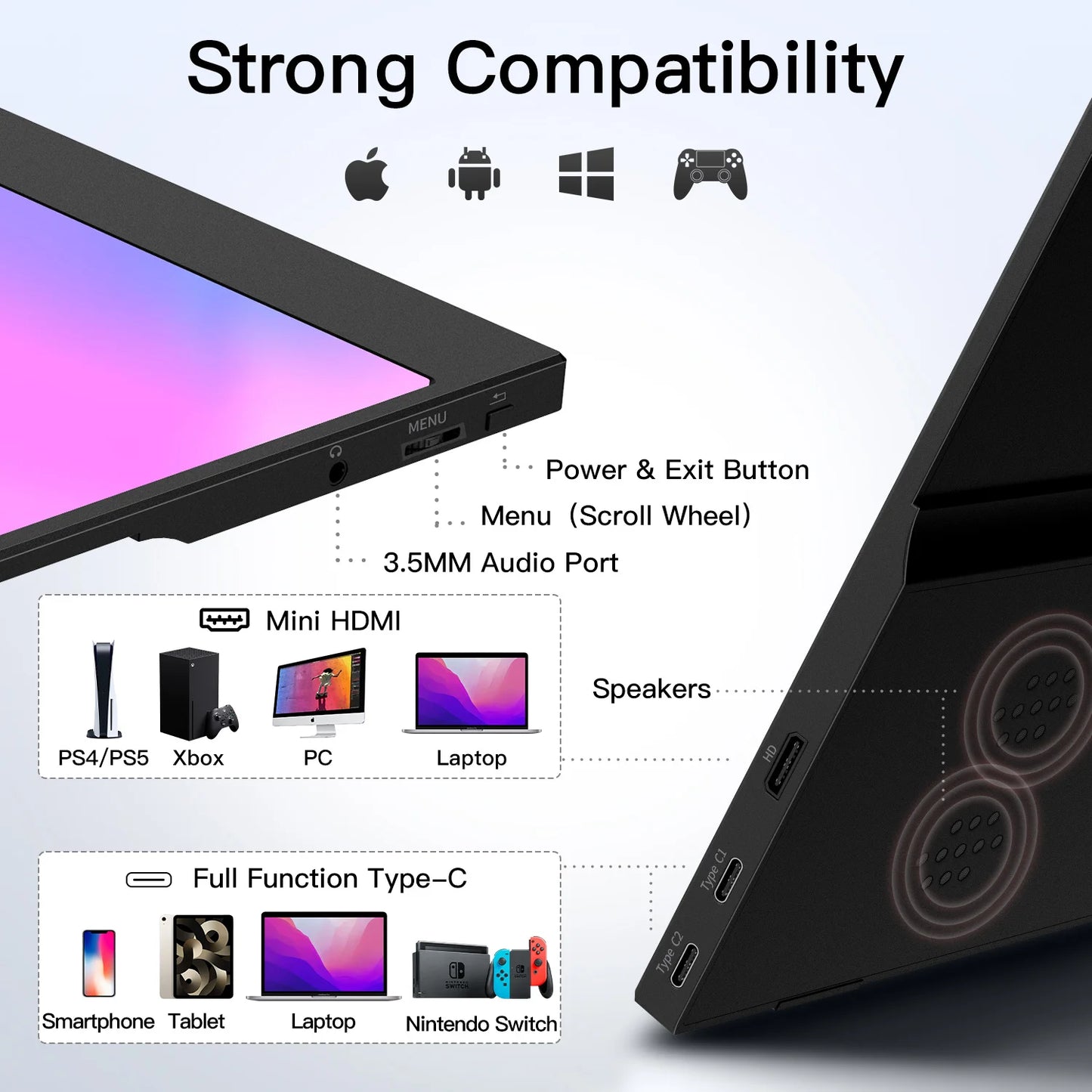15.6" Portable 1080P Monitor for Laptop