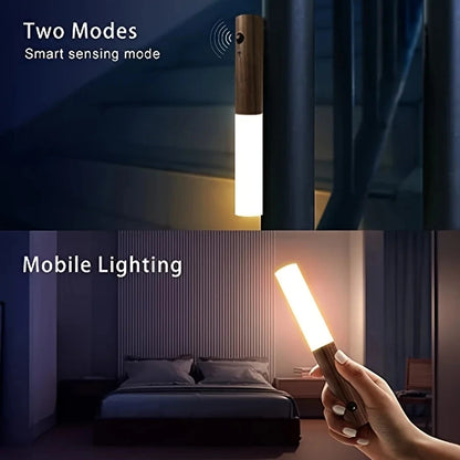 LED Wood USB Night Light Magnetic Lamp