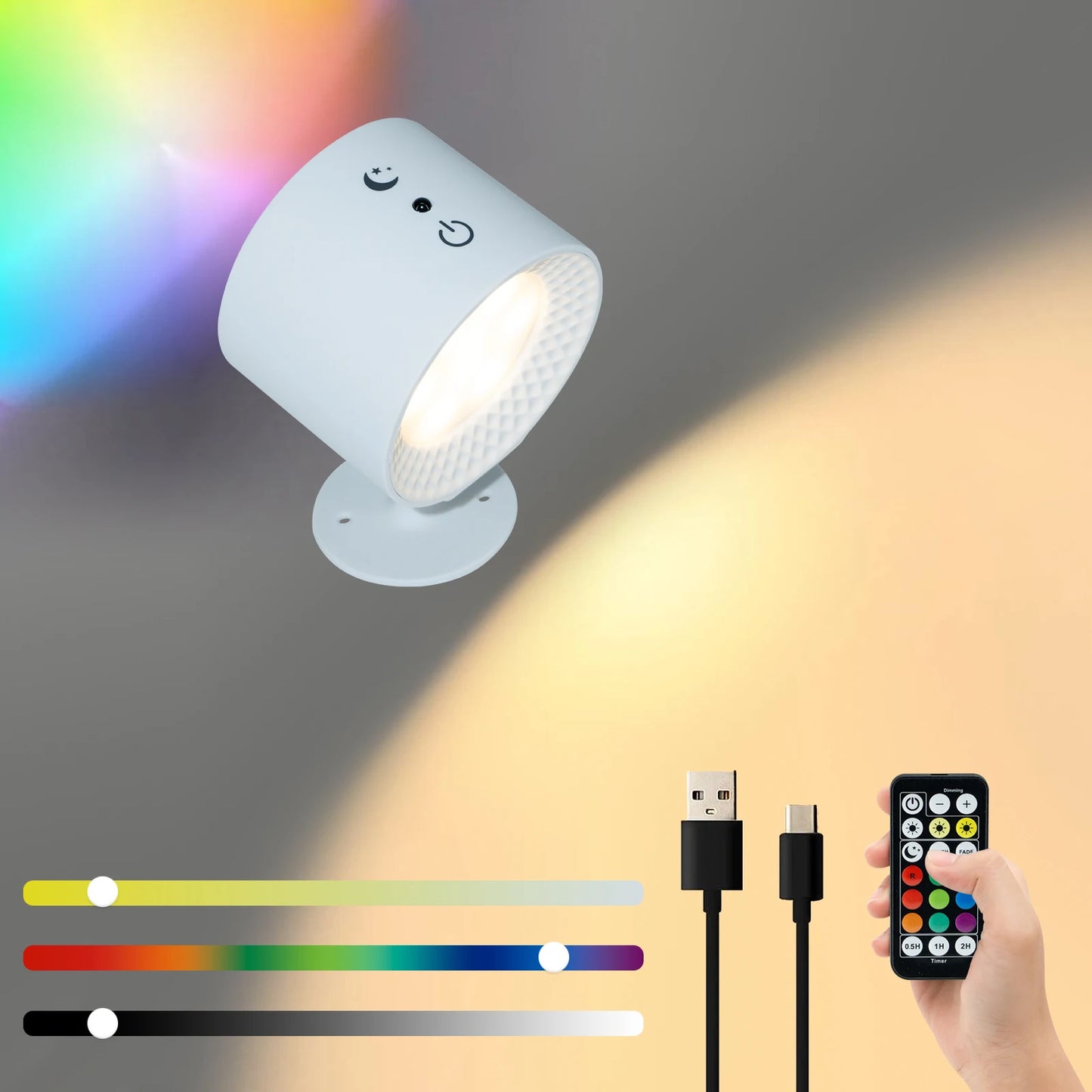Rechargeable RGB Wall Sconce with Remote
