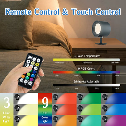 Rechargeable RGB Wall Sconce with Remote