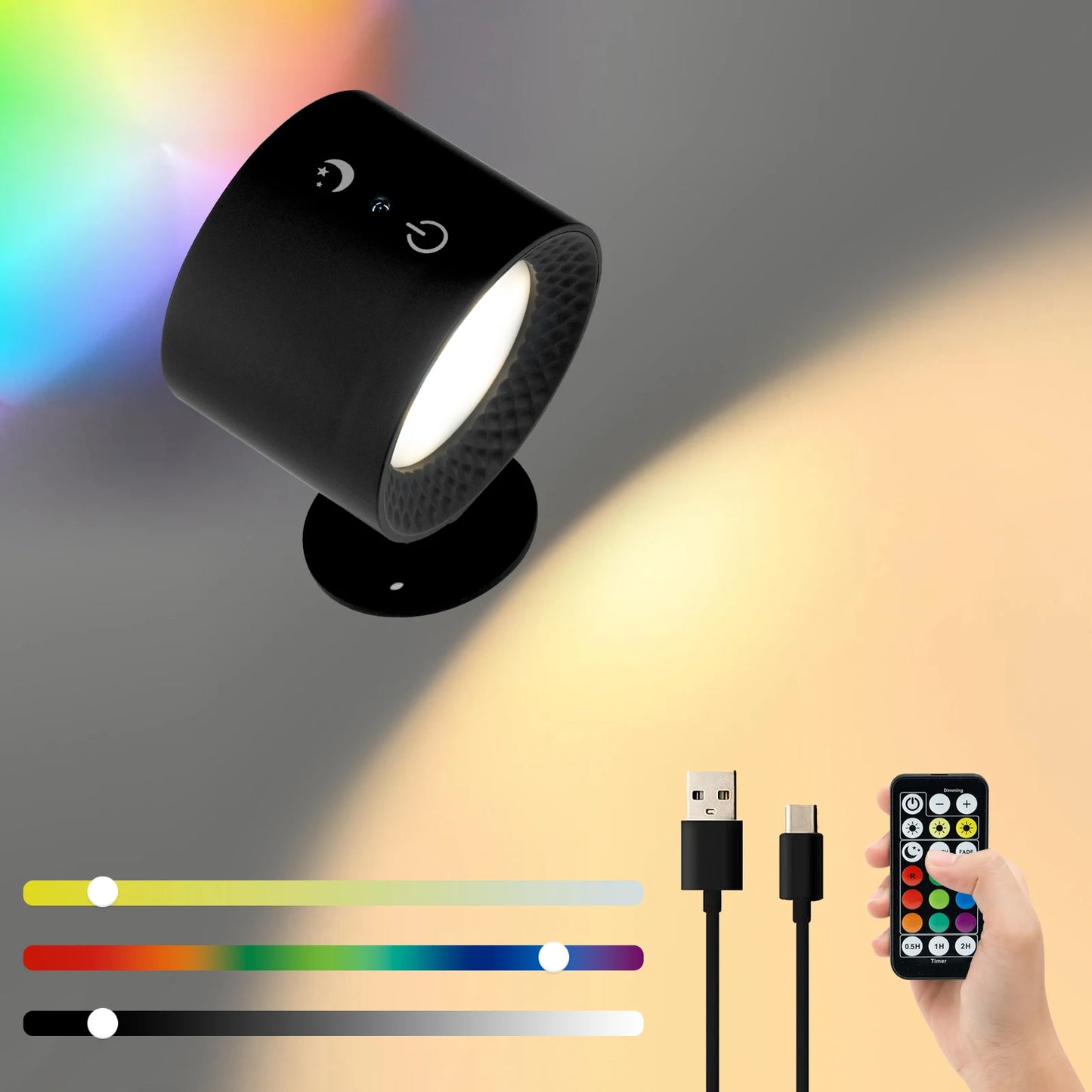 Rechargeable RGB Wall Sconce with Remote