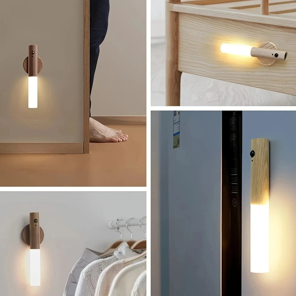 LED Wood USB Night Light Magnetic Lamp