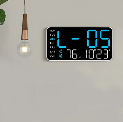 Large LED Wall Clock with Temp & Date