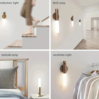 LED Wood USB Night Light Magnetic Lamp